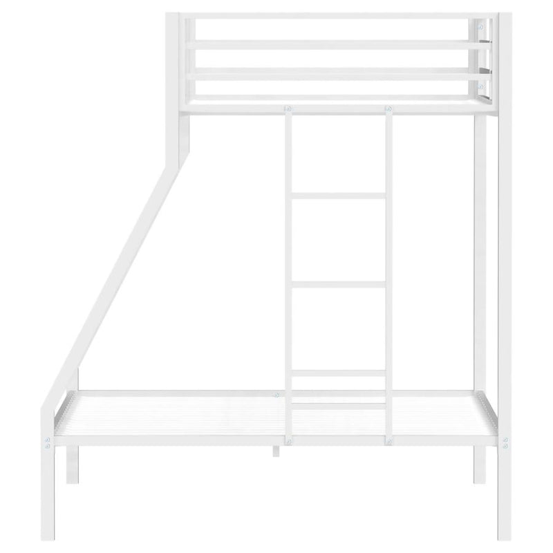 Alevera Metal Twin Over Full Bunk Bed with Ladder White-zoom-