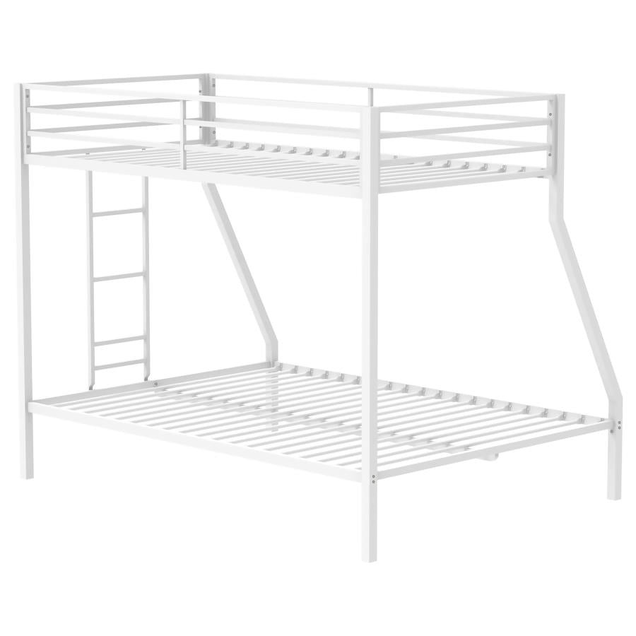 Alevera Metal Twin Over Full Bunk Bed with Ladder White-7