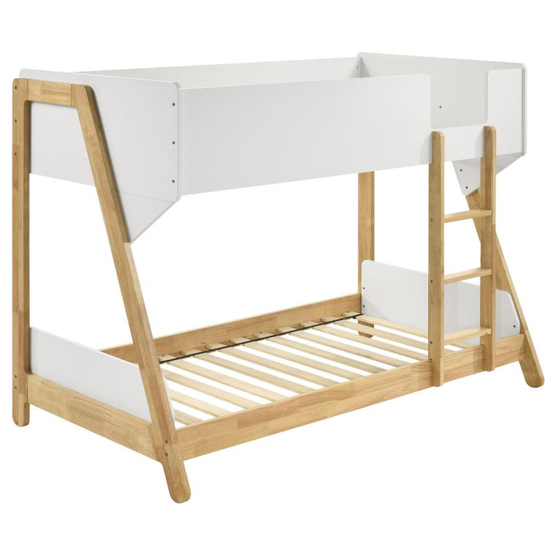 Wyatt Wood Twin Over Twin Bunk Bed White and Natural-zoom-