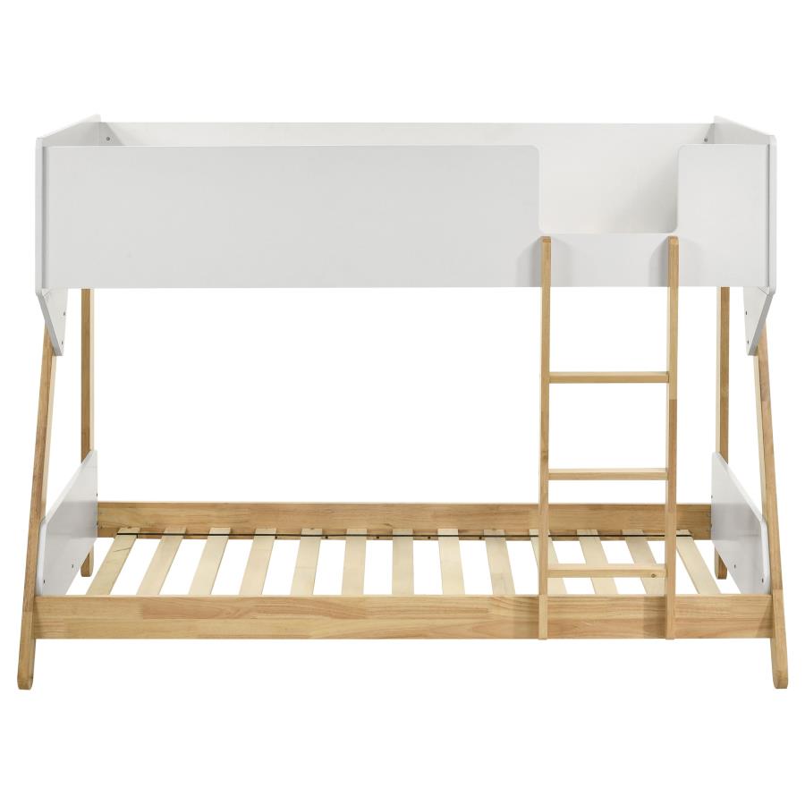 Wyatt Wood Twin Over Twin Bunk Bed White and Natural-4