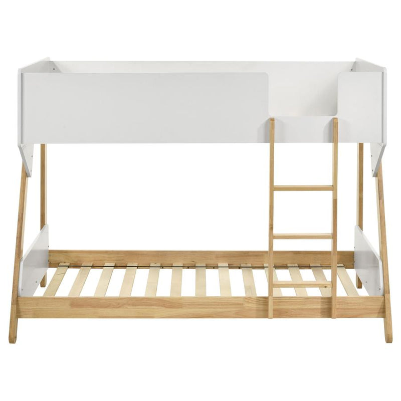 Wyatt Wood Twin Over Twin Bunk Bed White and Natural-zoom-