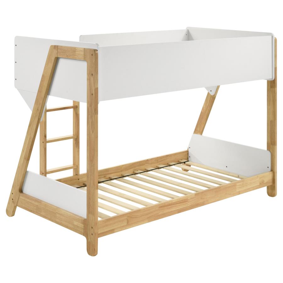 Wyatt Wood Twin Over Twin Bunk Bed White and Natural-zoom-5