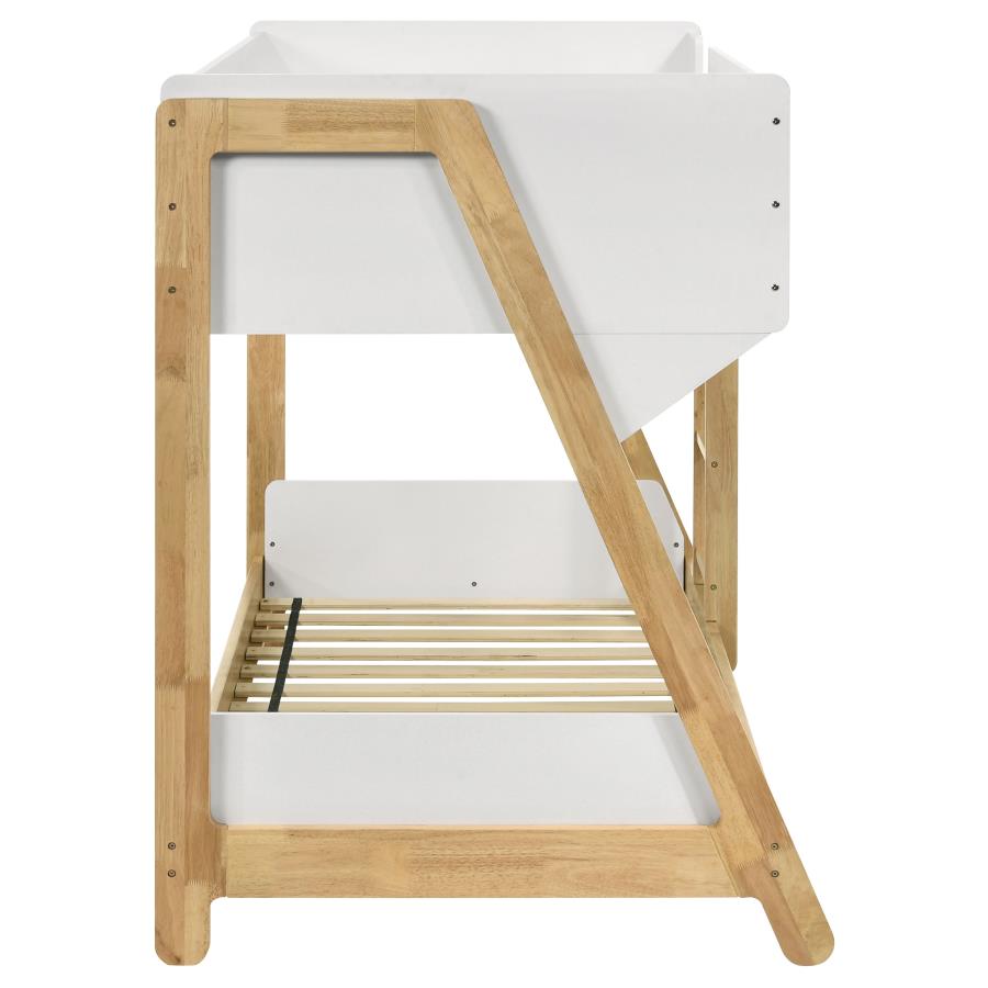 Wyatt Wood Twin Over Twin Bunk Bed White and Natural-6