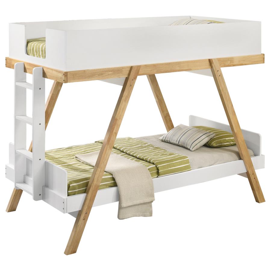 Frankie Twin Over Twin Bunk Bed with 7-inch Mattresses White-1