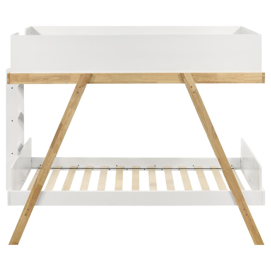 Frankie Wood Twin Over Twin Bunk Bed White and Natural-3