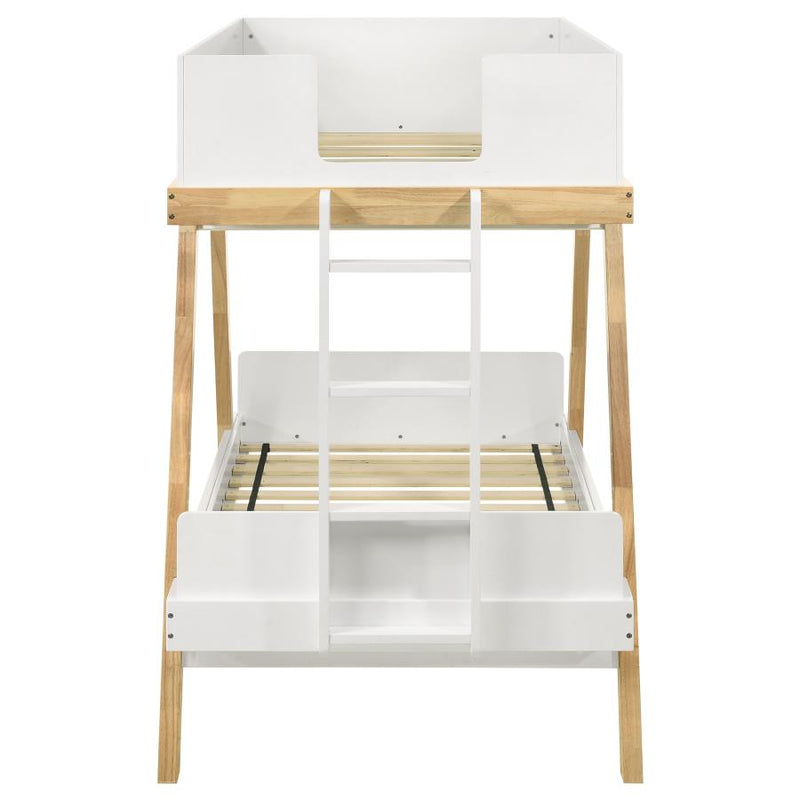 Frankie Wood Twin Over Twin Bunk Bed White and Natural-zoom-