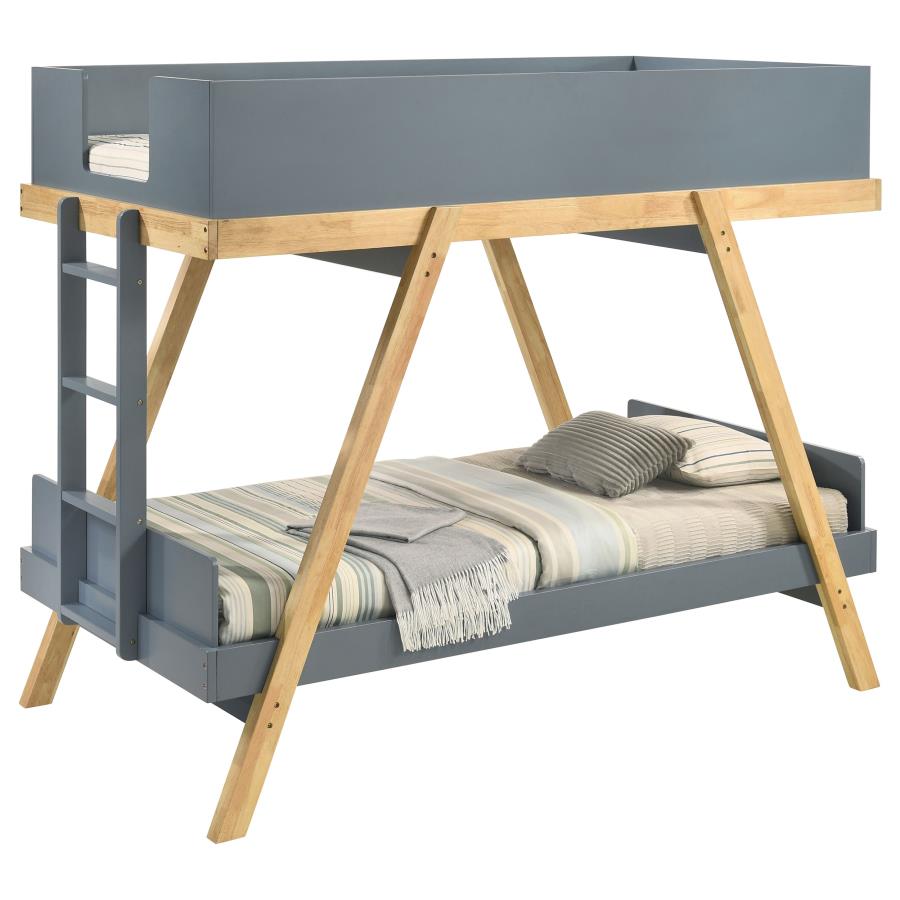 Frankie Twin Over Twin Bunk Bed with 7-inch Mattresses Blue-1