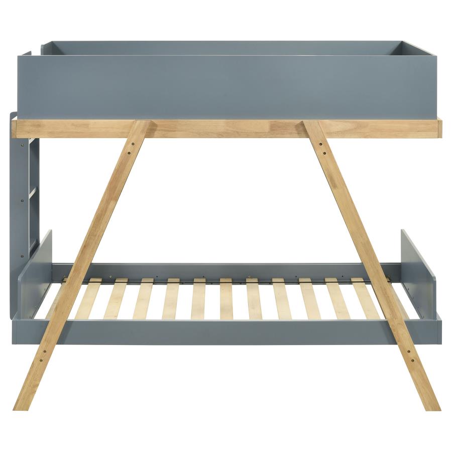 Frankie Wood Twin Over Twin Bunk Bed Blue and Natural-3