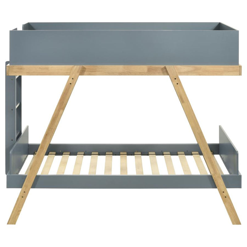 Frankie Wood Twin Over Twin Bunk Bed Blue and Natural-zoom-