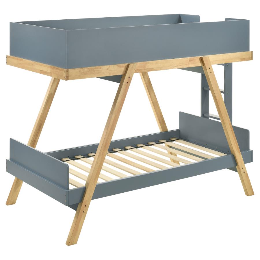 Frankie Wood Twin Over Twin Bunk Bed Blue and Natural-zoom-5