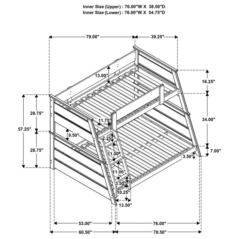 Holden Wood Veneer Twin Over Full Bunk Bed Walnut-zoom-