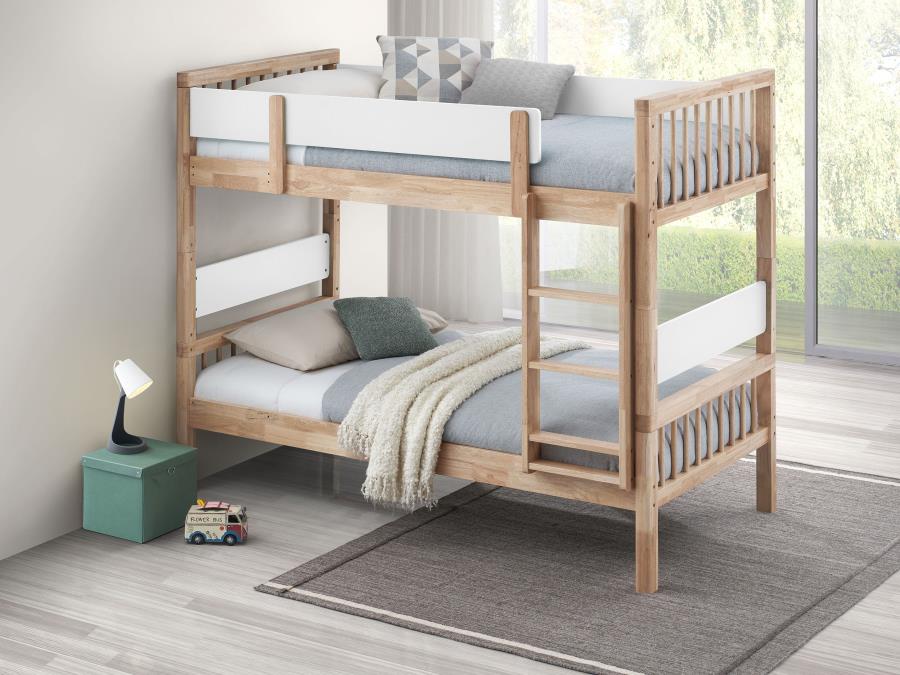 Dakota Wood Twin Over Twin Bunk Bed Natural-2