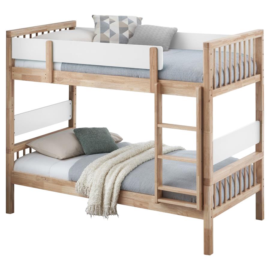 Dakota Wood Twin Over Twin Bunk Bed Natural-3