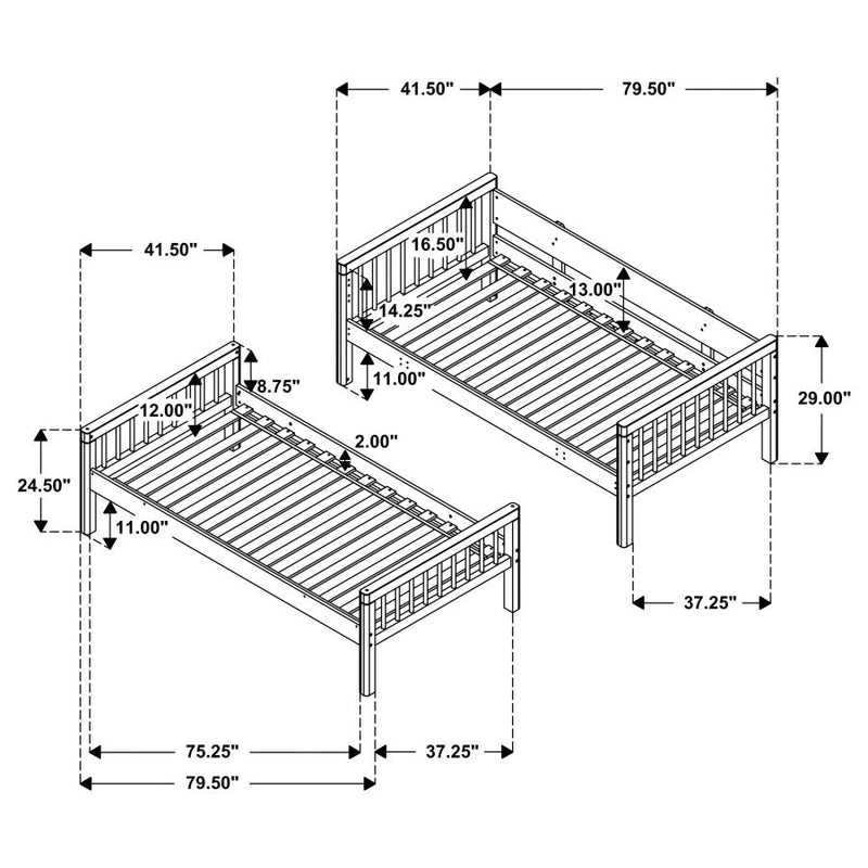 Dakota Wood Twin Over Twin Bunk Bed Natural-zoom-