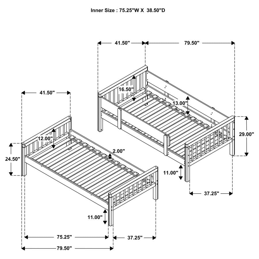 Dakota Wood Twin Over Twin Bunk Bed Natural-zoom-14