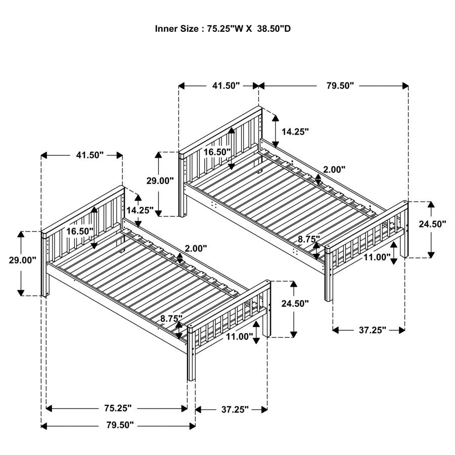 Dakota Wood Twin Over Twin Bunk Bed Natural-zoom-15