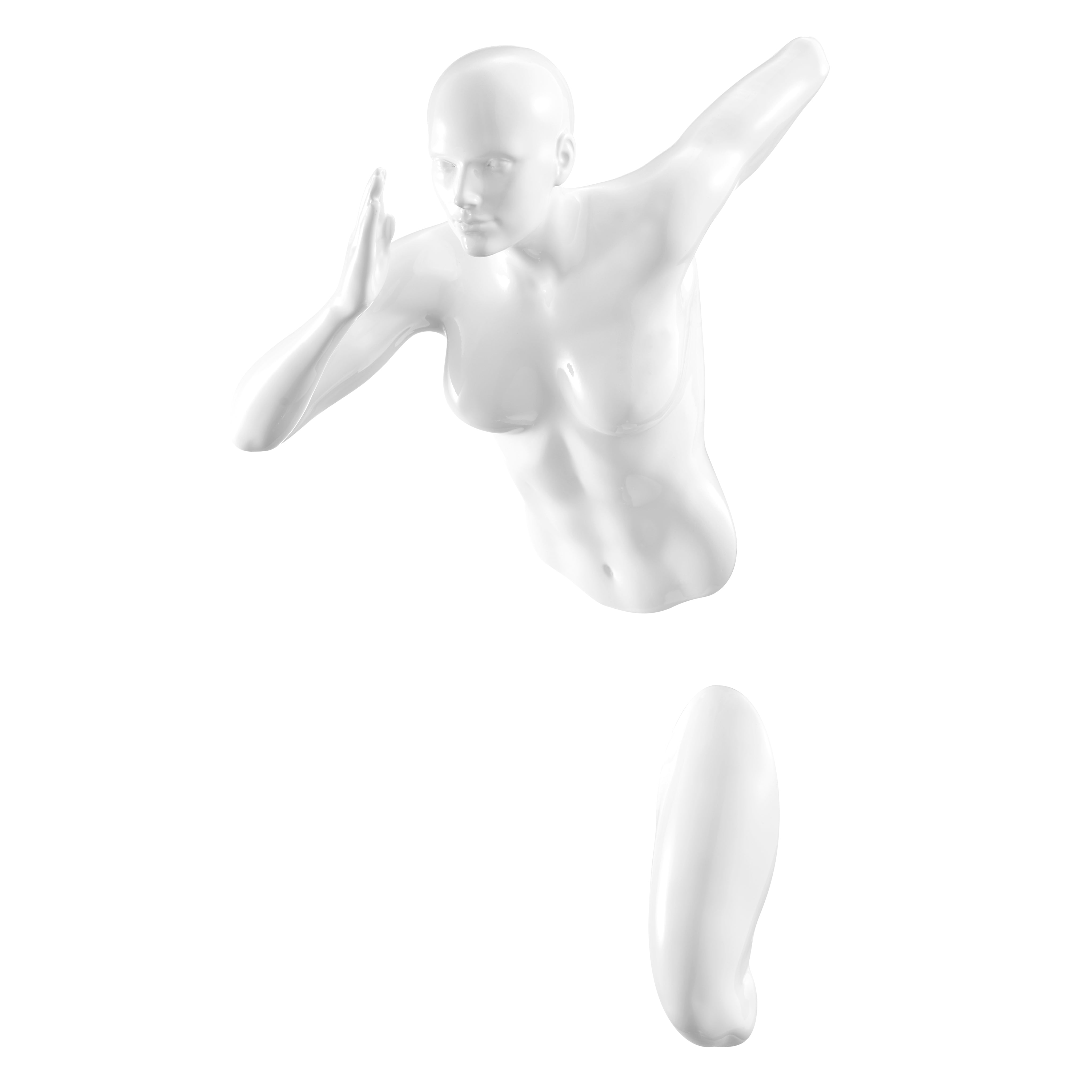 Glossy White Wall Sculpture Runner 13 Woman-zoom-1
