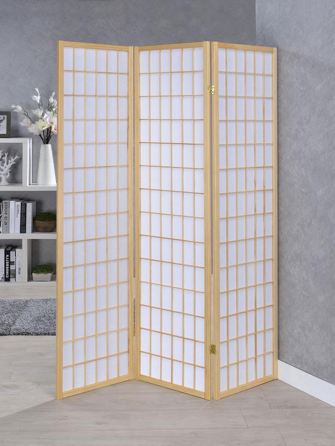 Carrie 3-Panel Room Divider Folding Shoji Screen Natural-zoom-2