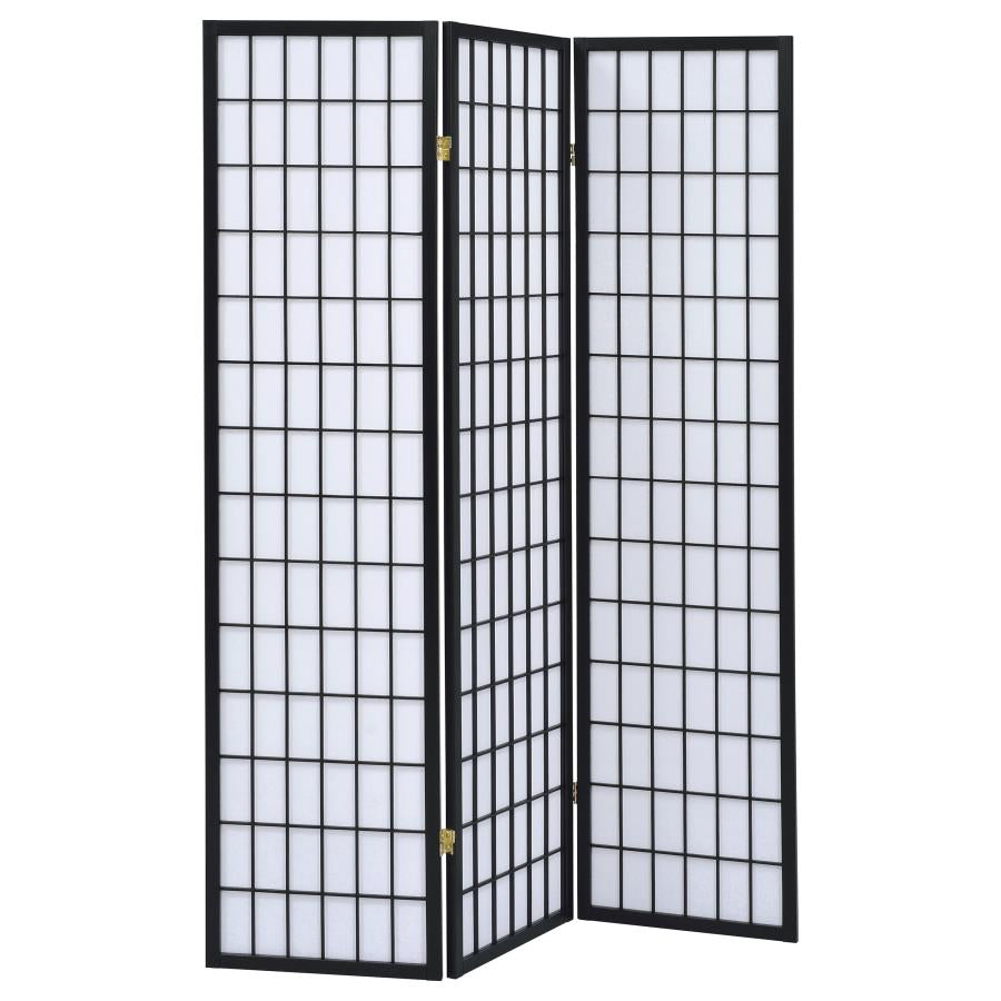 Carrie 3-Panel Room Divider Folding Shoji Screen Black-zoom-1