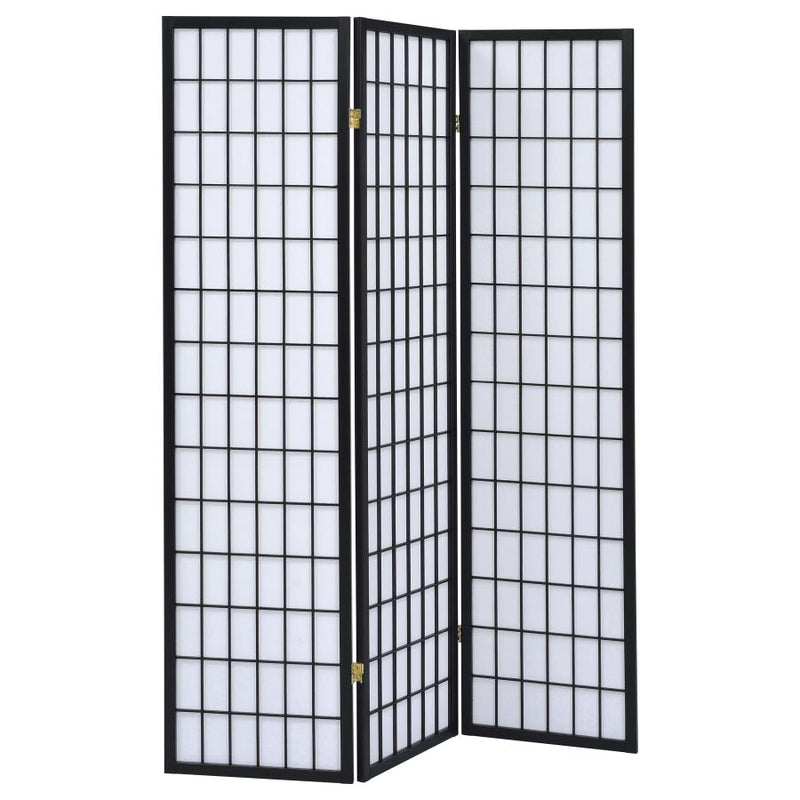 Carrie 3-Panel Room Divider Folding Shoji Screen Black-zoom-