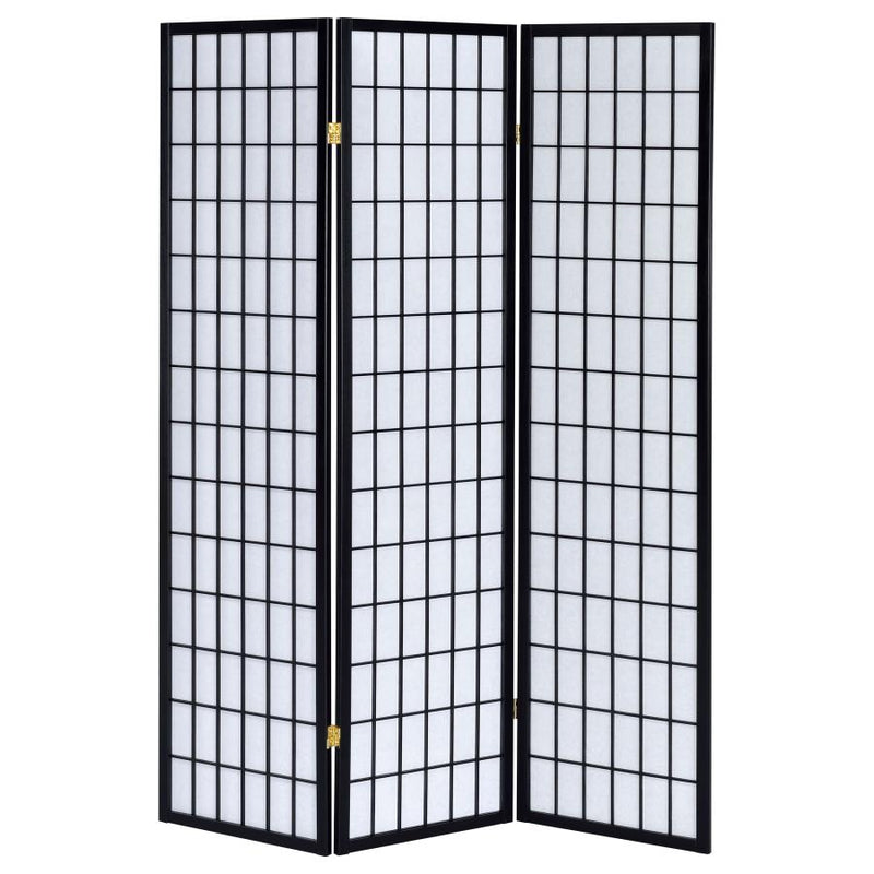 Carrie 3-Panel Room Divider Folding Shoji Screen Black-zoom-