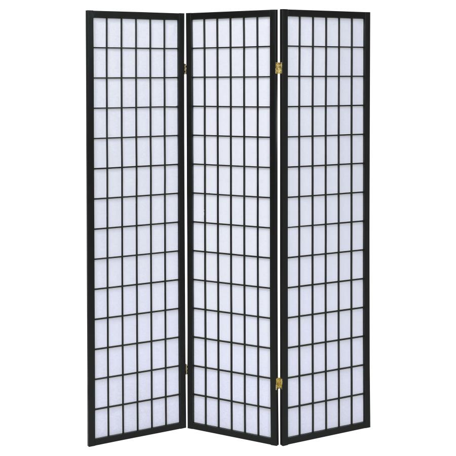 Carrie 3-Panel Room Divider Folding Shoji Screen Black-zoom-4
