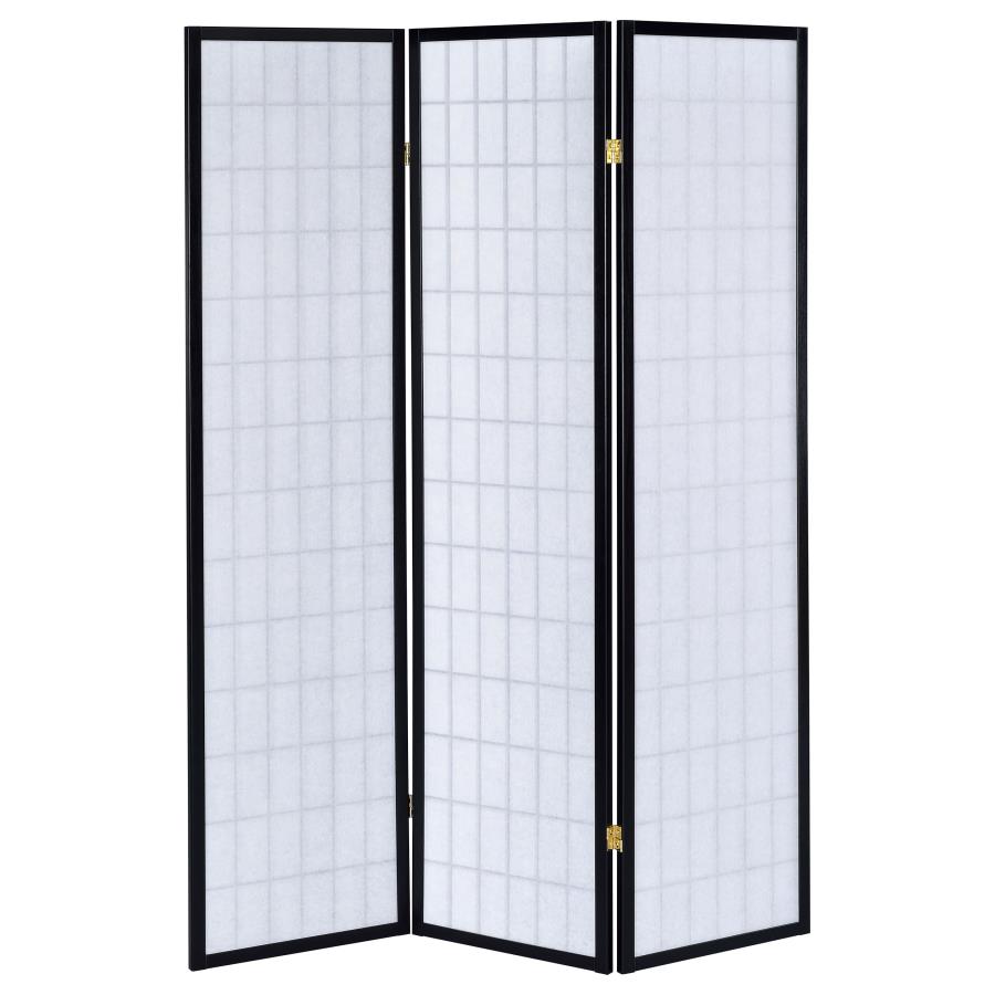 Carrie 3-Panel Room Divider Folding Shoji Screen Black-zoom-5