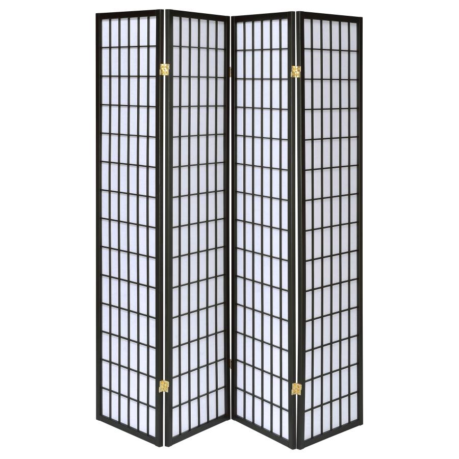 Roberto 4-Panel Room Divider Folding Shoji Screen Black-zoom-3