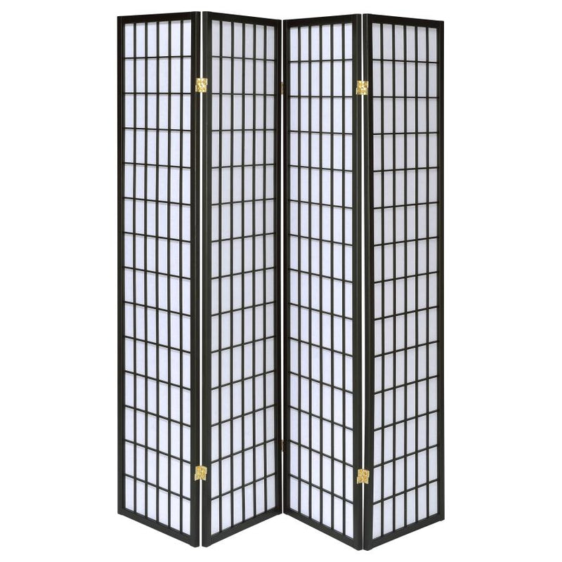 Roberto 4-Panel Room Divider Folding Shoji Screen Black-zoom-