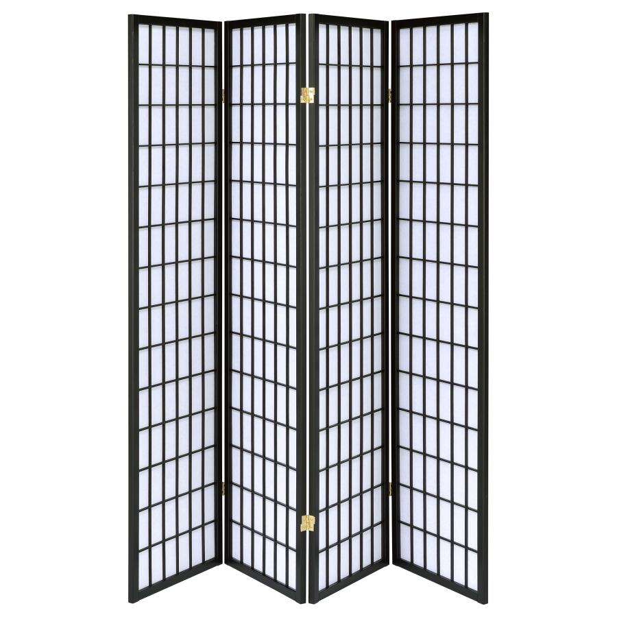Roberto 4-Panel Room Divider Folding Shoji Screen Black-zoom-4
