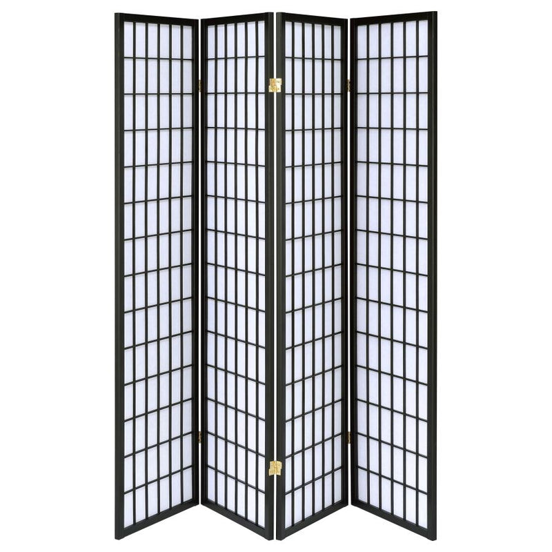 Roberto 4-Panel Room Divider Folding Shoji Screen Black-zoom-