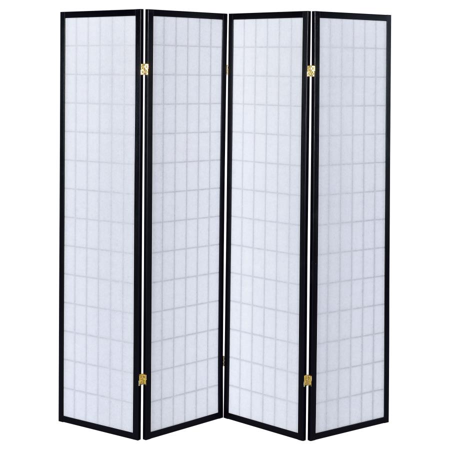 Roberto 4-Panel Room Divider Folding Shoji Screen Black-zoom-5