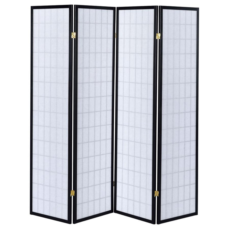 Roberto 4-Panel Room Divider Folding Shoji Screen Black-zoom-