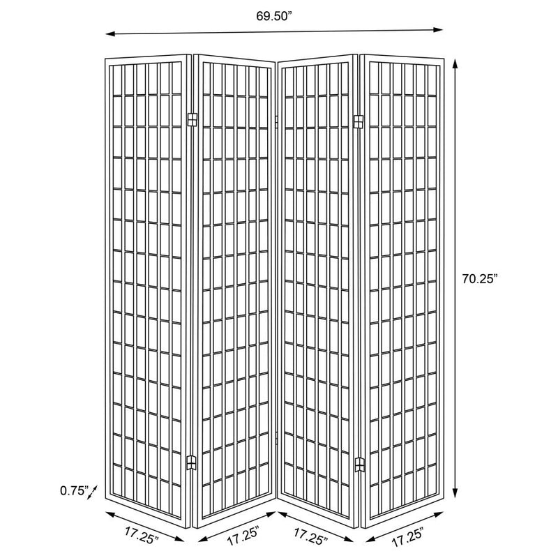 Roberto 4-Panel Room Divider Folding Shoji Screen Black-zoom-