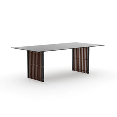 Caracole Pinstripe Dark Dining Table – angle view – Lusso Furniture Miami