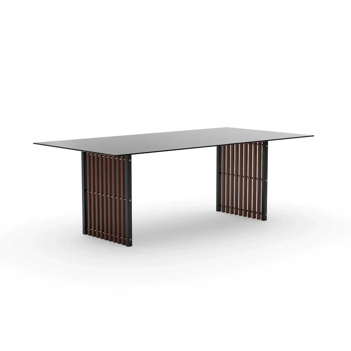 Caracole Pinstripe Dark Dining Table – angle view – Lusso Furniture Miami