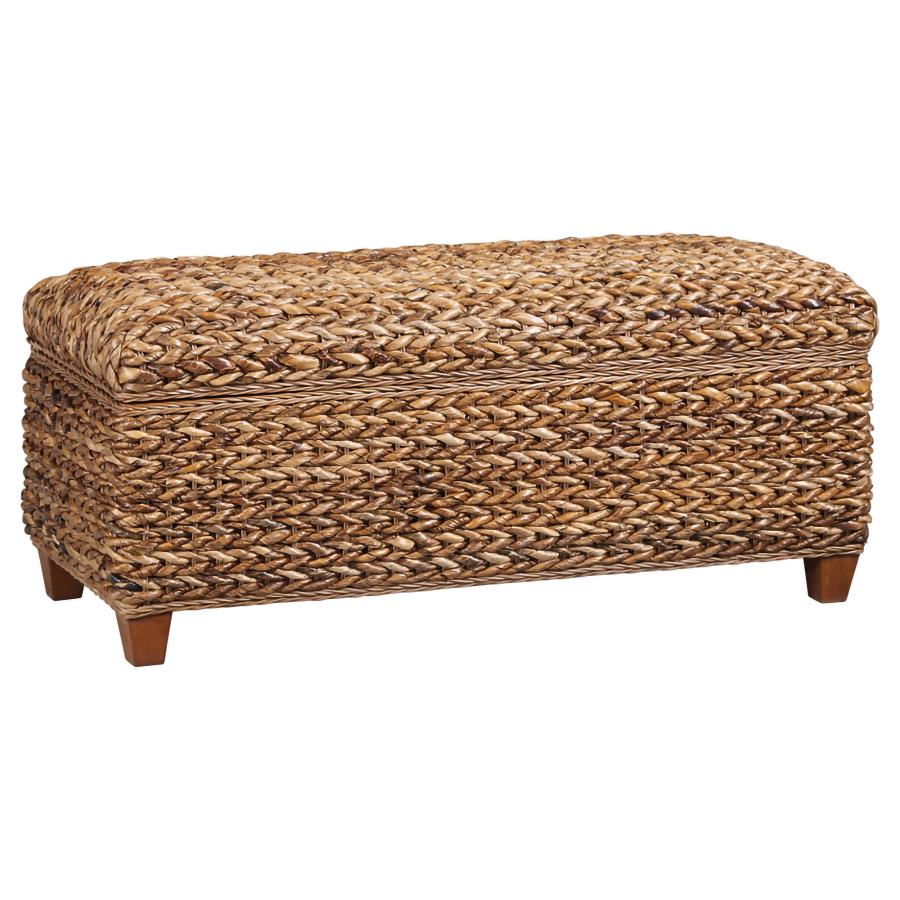 Laughton Hand-Woven Banana Leaf Storage Bench Amber-1