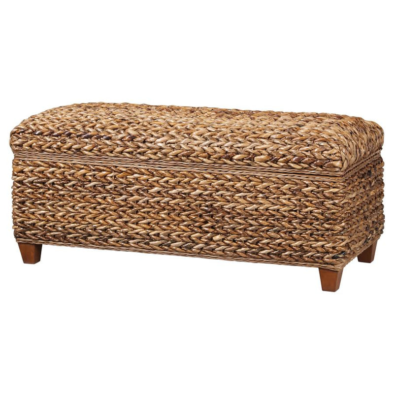 Laughton Hand-Woven Banana Leaf Storage Bench Amber-zoom-