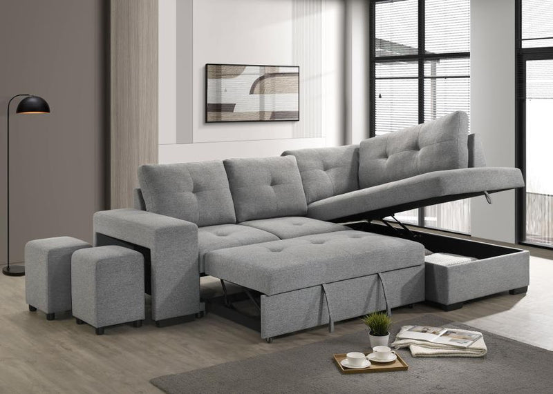 Roanne Fabric Upholstered Sleeper Sectional Sofa Grey-zoom-