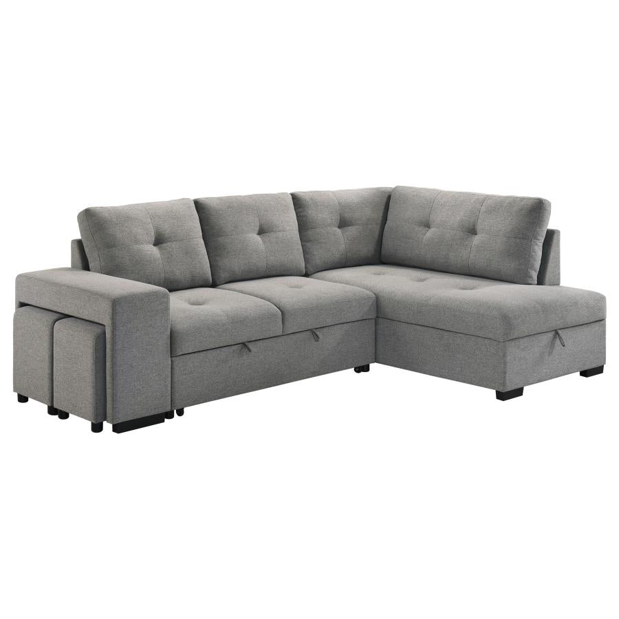 Roanne Fabric Upholstered Sleeper Sectional Sofa Grey-6