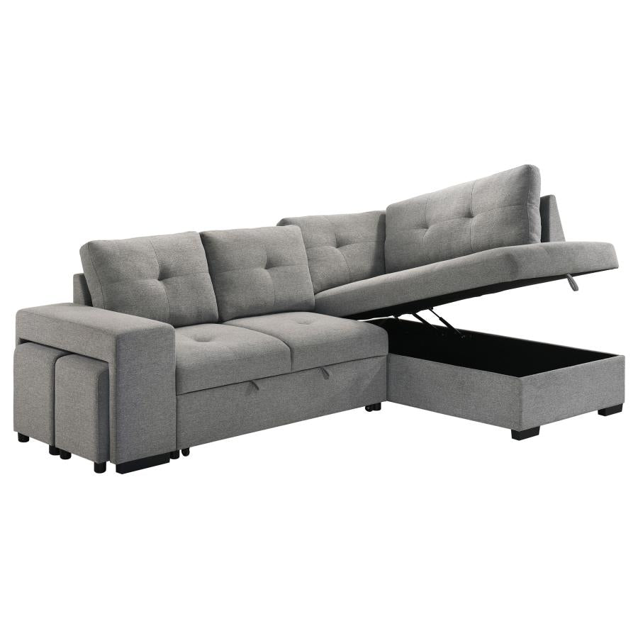 Roanne Fabric Upholstered Sleeper Sectional Sofa Grey-7