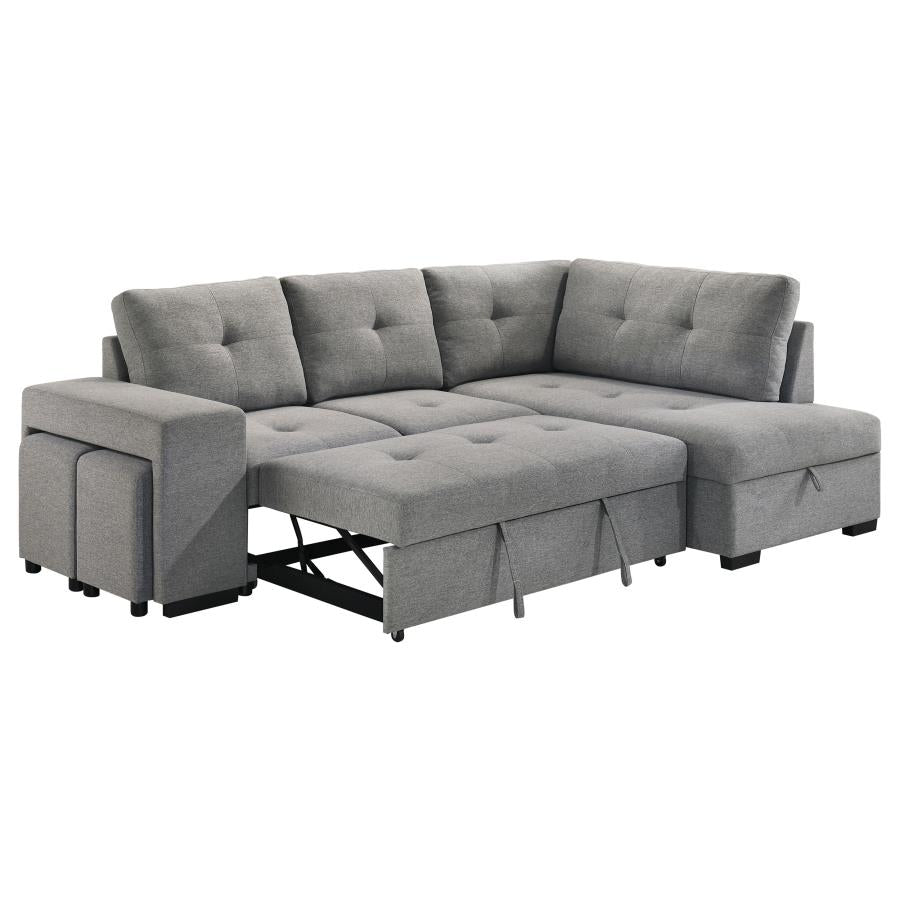 Roanne Fabric Upholstered Sleeper Sectional Sofa Grey-8