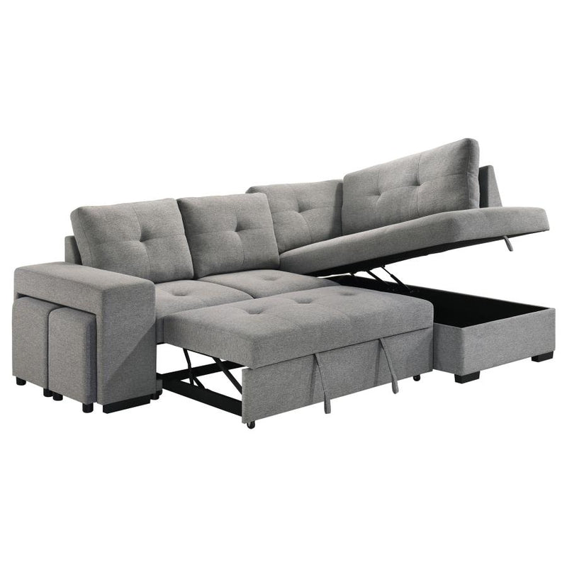 Roanne Fabric Upholstered Sleeper Sectional Sofa Grey-zoom-