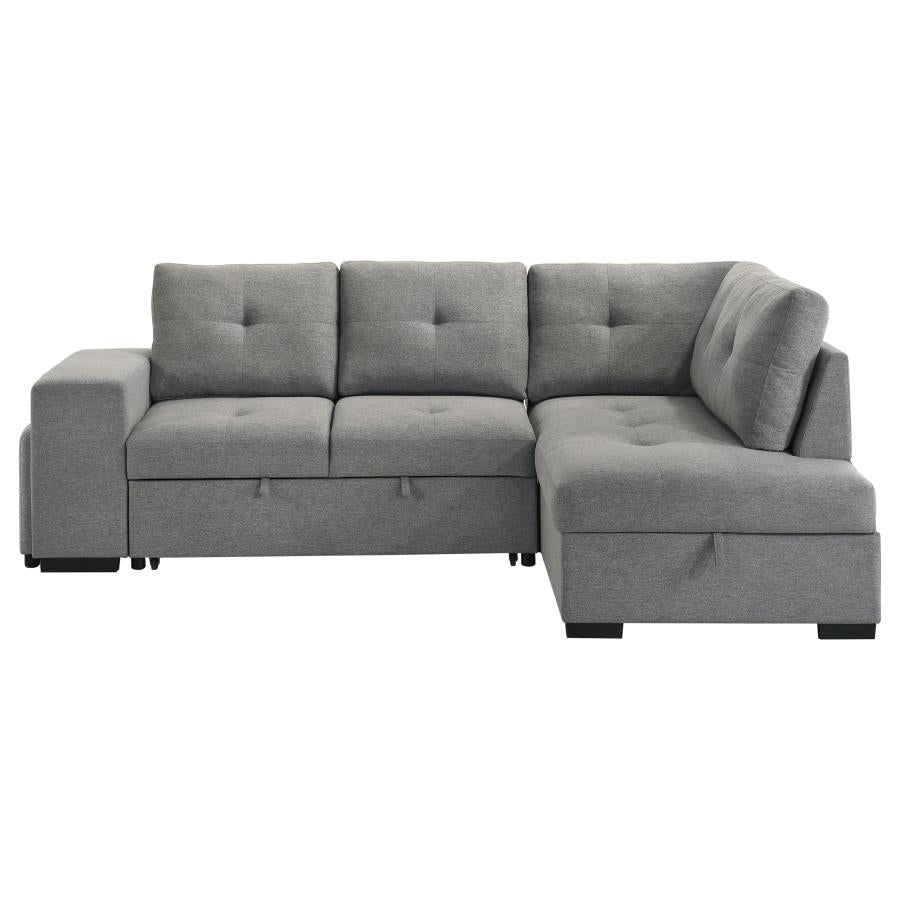Roanne Fabric Upholstered Sleeper Sectional Sofa Grey-9