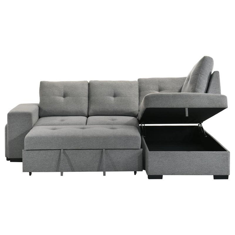 Roanne Fabric Upholstered Sleeper Sectional Sofa Grey-zoom-