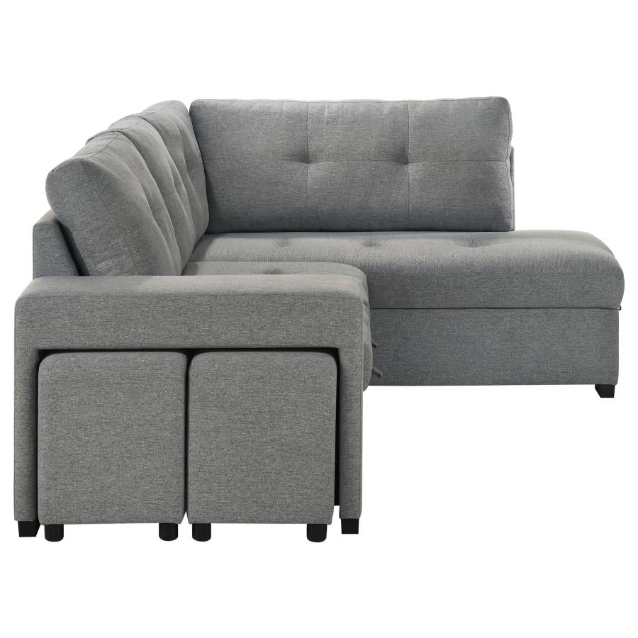 Roanne Fabric Upholstered Sleeper Sectional Sofa Grey-14