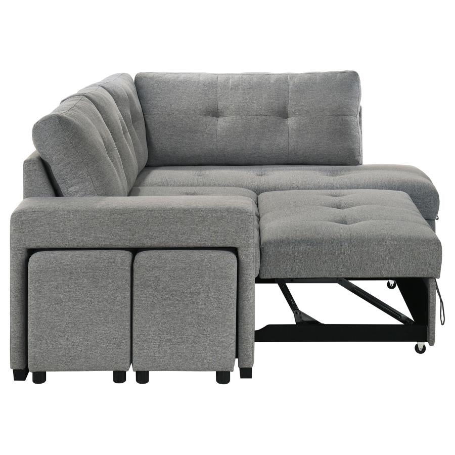 Roanne Fabric Upholstered Sleeper Sectional Sofa Grey-15