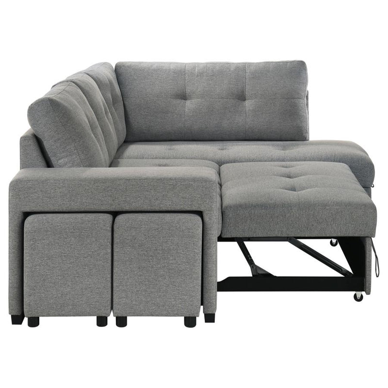 Roanne Fabric Upholstered Sleeper Sectional Sofa Grey-zoom-