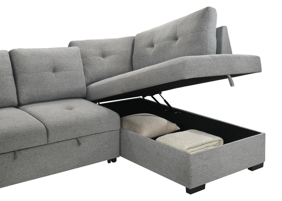 Roanne Fabric Upholstered Sleeper Sectional Sofa Grey-16