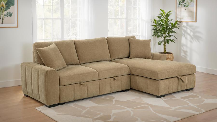 Pastrana Upholstered Sleeper Sectional Sofa RAF Chaise Camel-2
